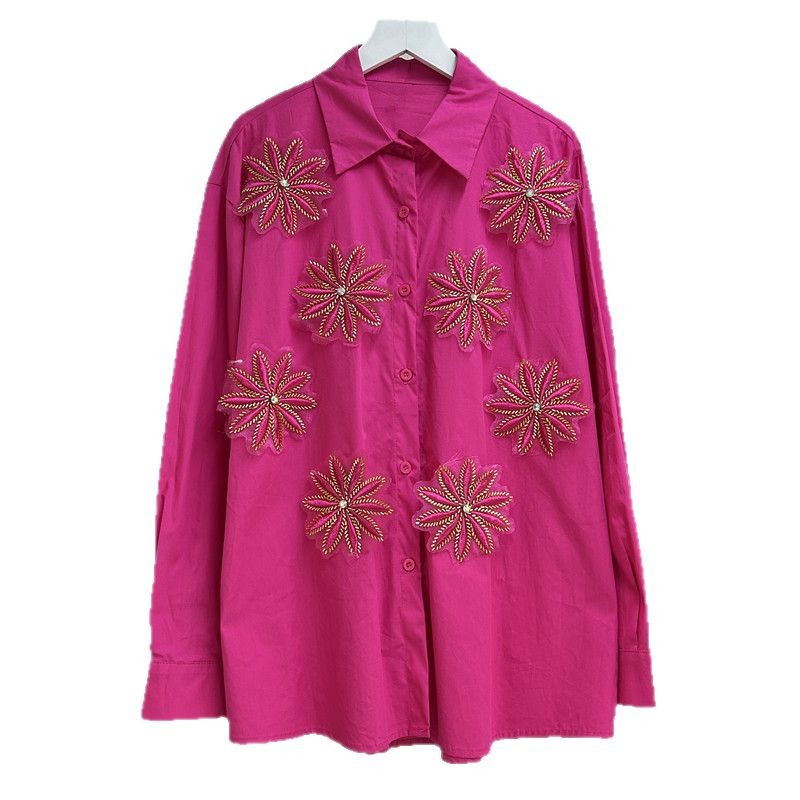 Embroidery Online - Blouses Women Shirt Vintage Turn Down