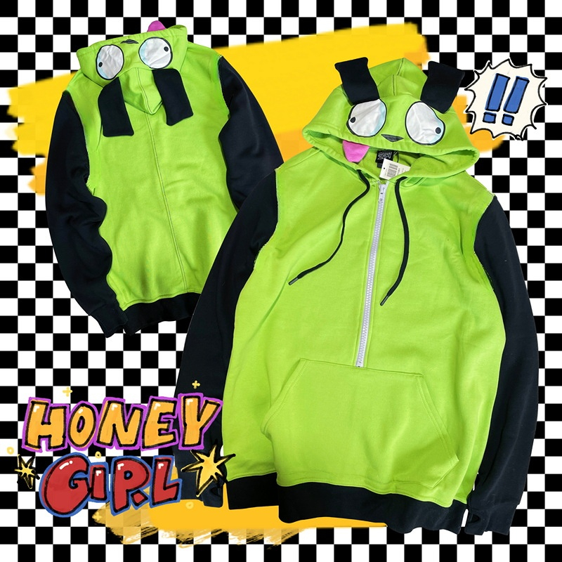 Embroidery Zip Up Hoodie - Anime Invader Cosplay Costume Coat Alien