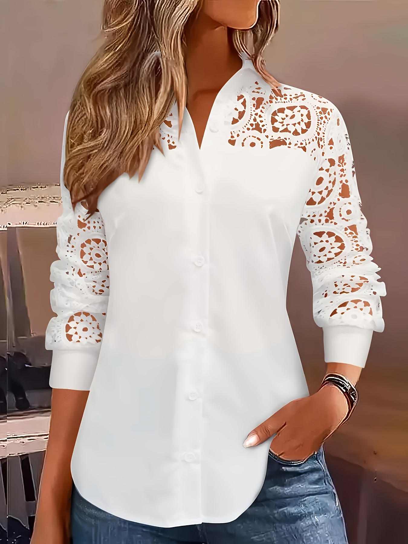 Temperament Loose Woman Shirt  - Embroidery Online ulasan dan harga