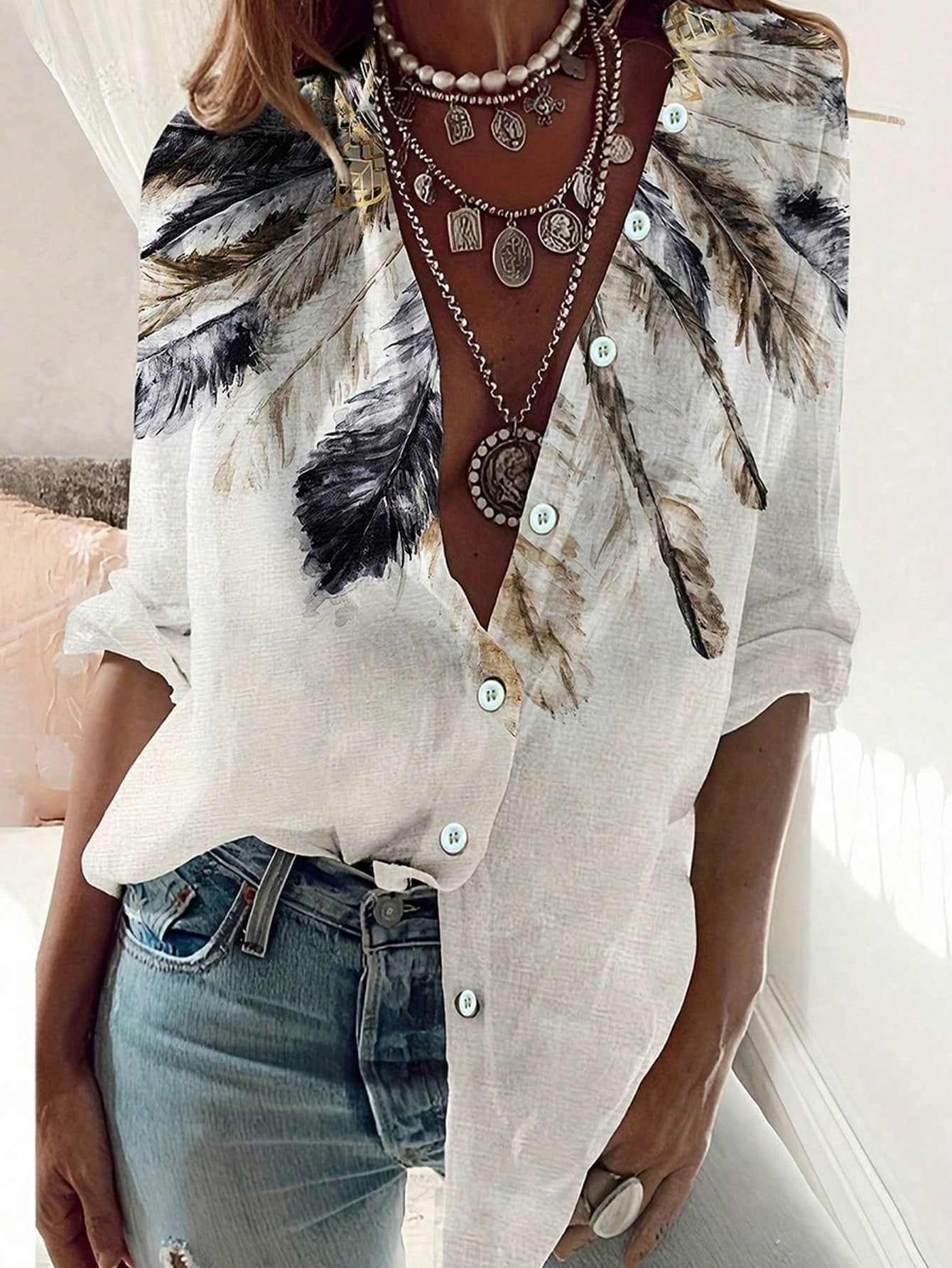 Women's Western ethnic print f - Embroidery Online ulasan dan harga