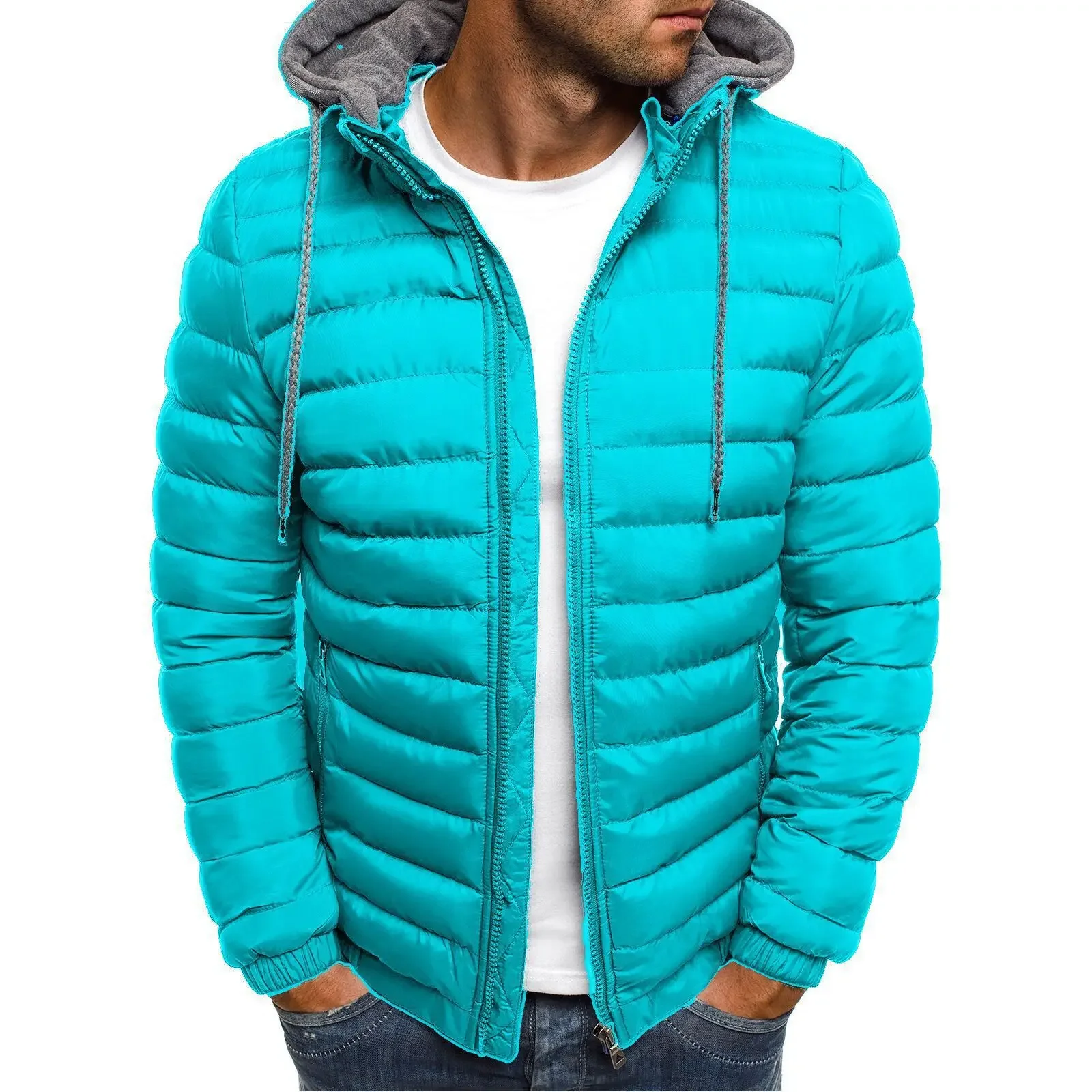 2026  Men Cotton Pad Parka Coa - Embroidery Zip Up Hoodie ulasan dan harga