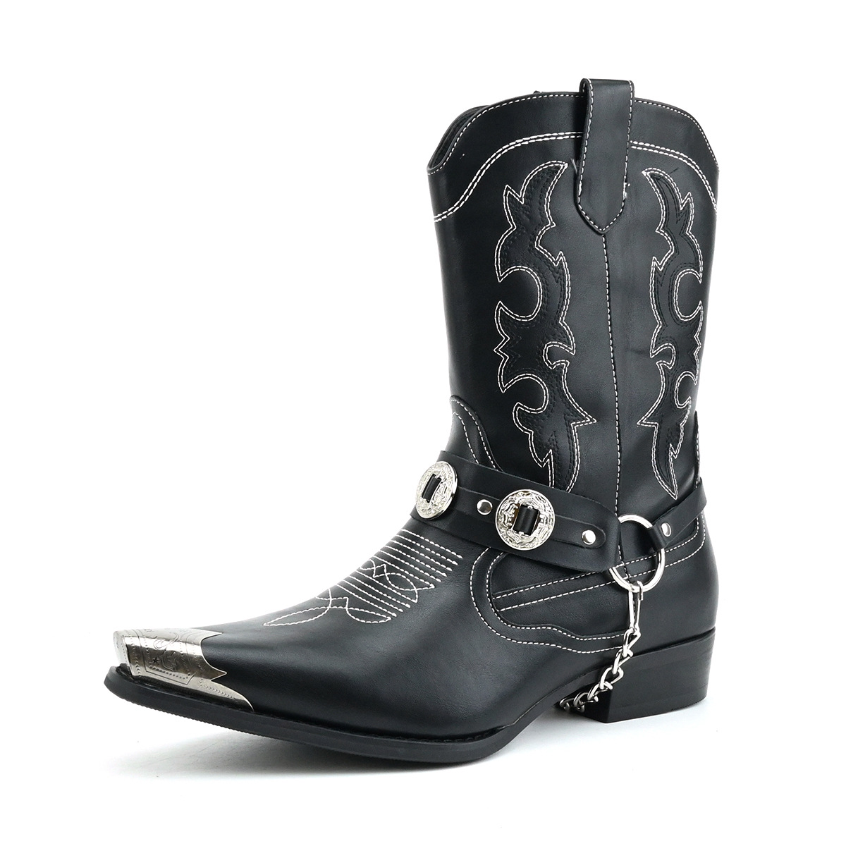 Men's Western Leather Boots wi - Embroidery On Leather ulasan dan harga