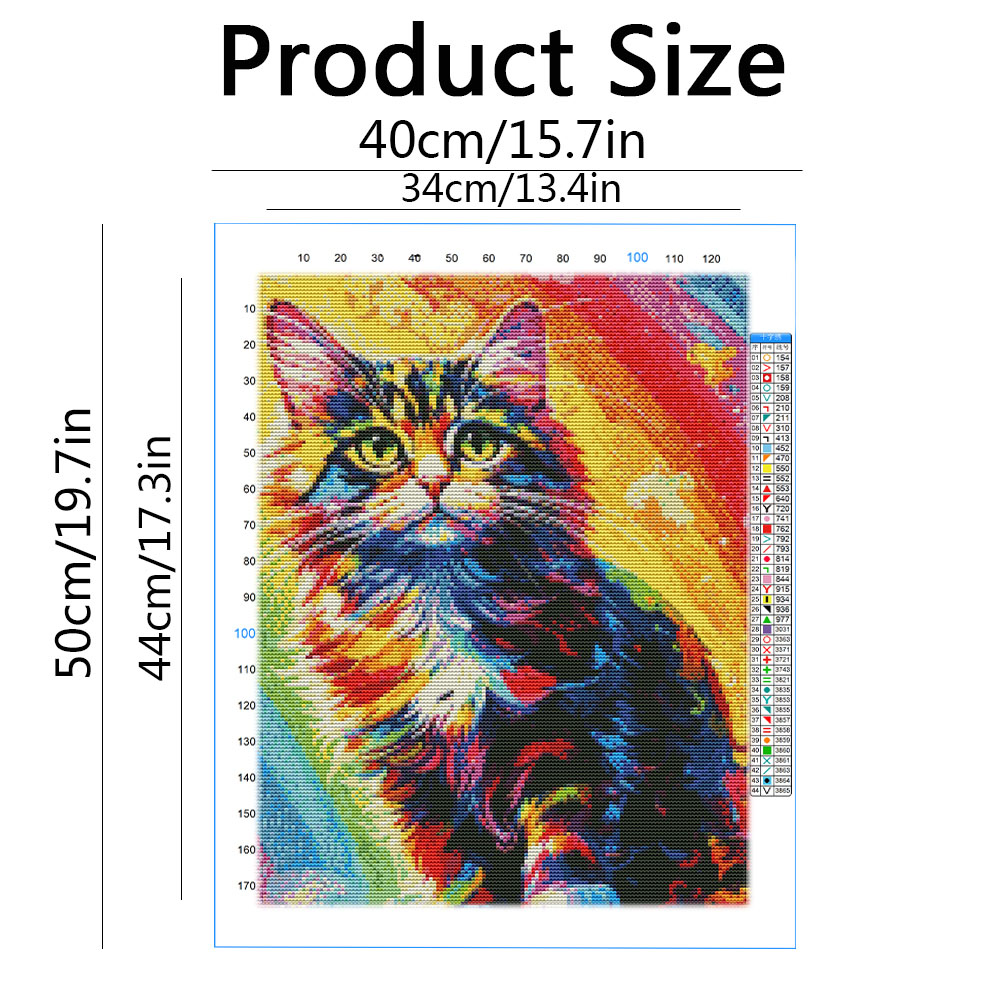 11CT Cross Stitch Cat Colorful - Embroidery Guide Paper ulasan dan harga