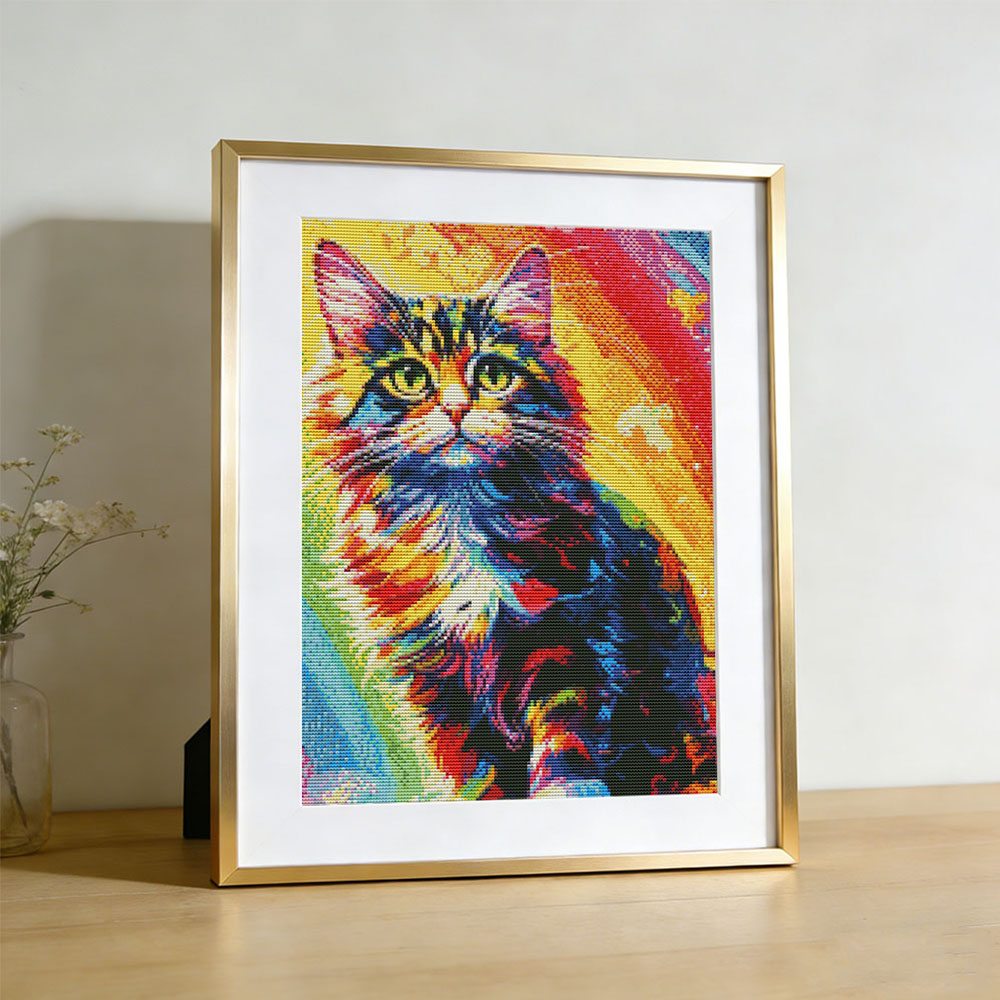11CT Cross Stitch Cat Colorful - Embroidery Guide Paper ulasan dan harga