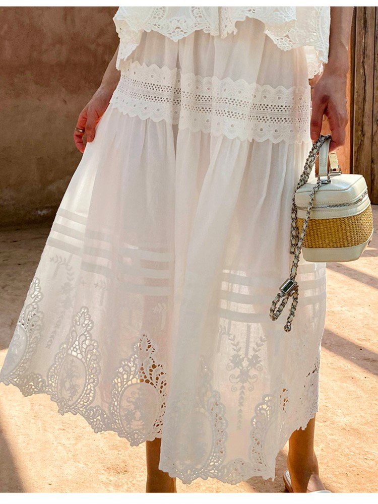 Bohemian White Square-neck Ves - Embroidery Vest ulasan dan harga