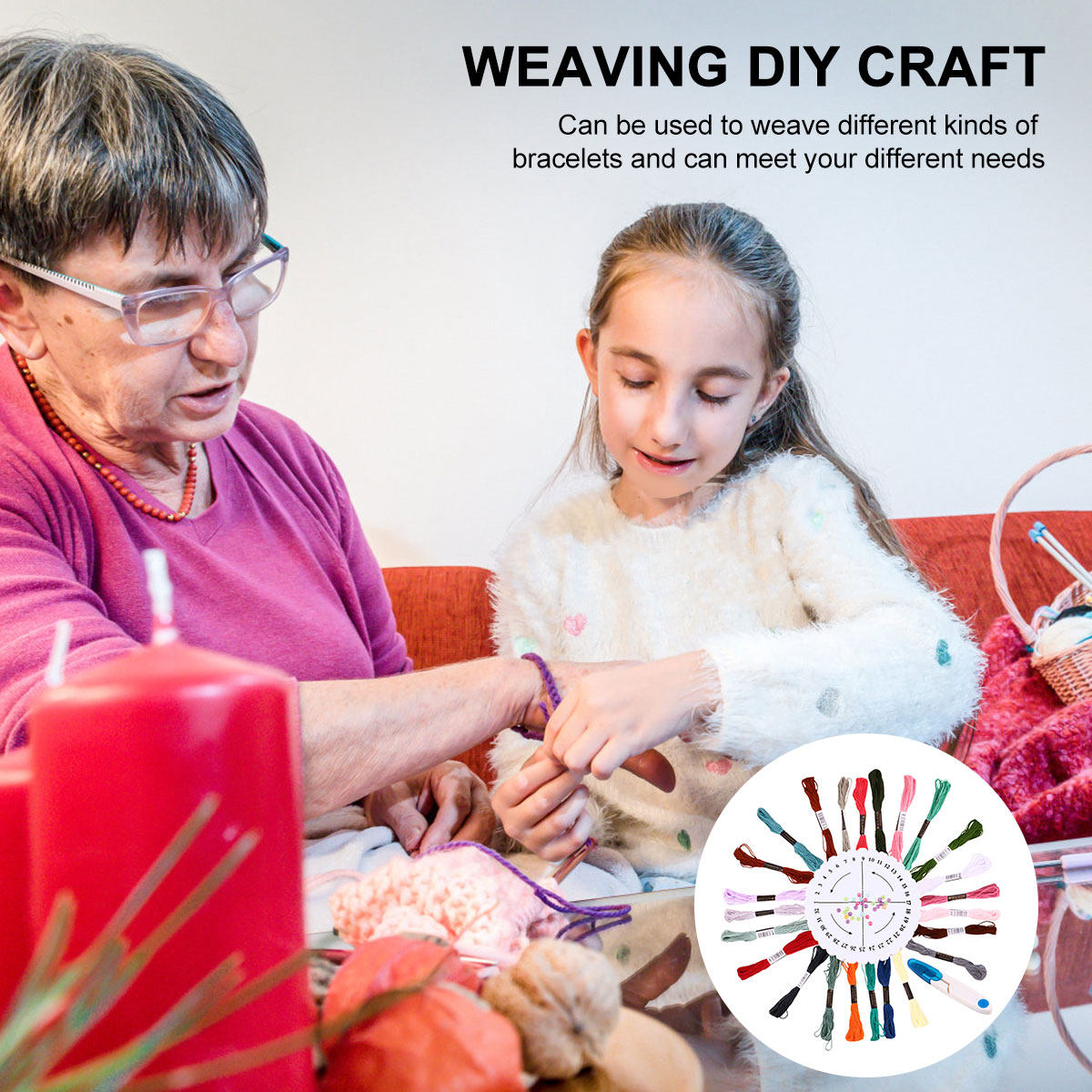 1Set Round Weaving Kit Bracele - Embroidery Stitch ulasan dan harga
