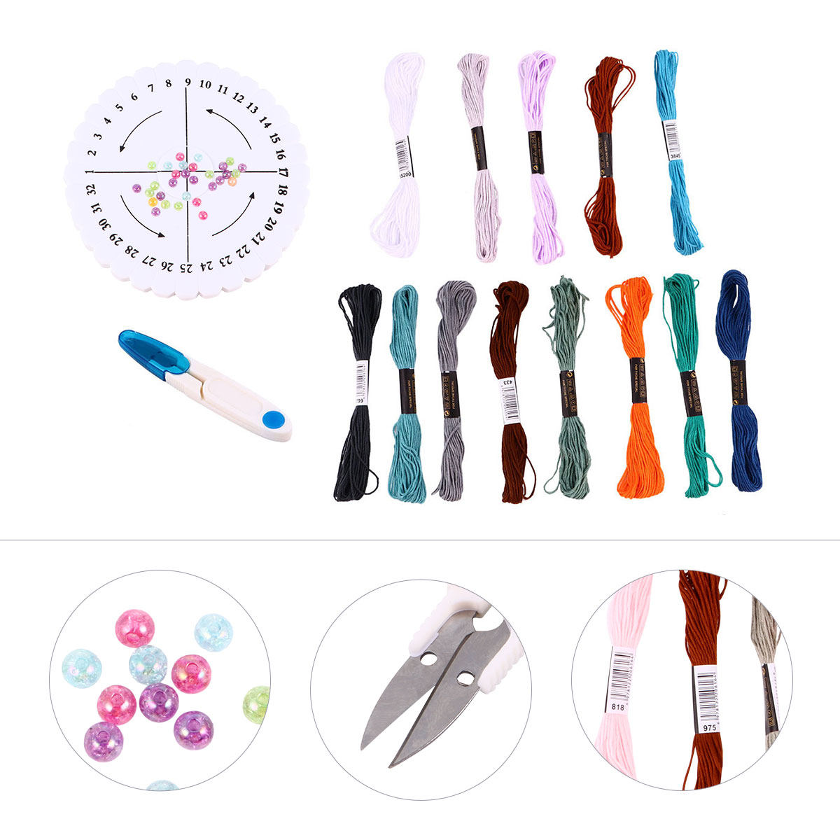 1Set Round Weaving Kit Bracele - Embroidery Stitch ulasan dan harga