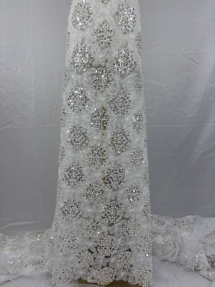 Luxury Sequins Lace Fabric Hig - Embroidery Net Fabric ulasan dan harga