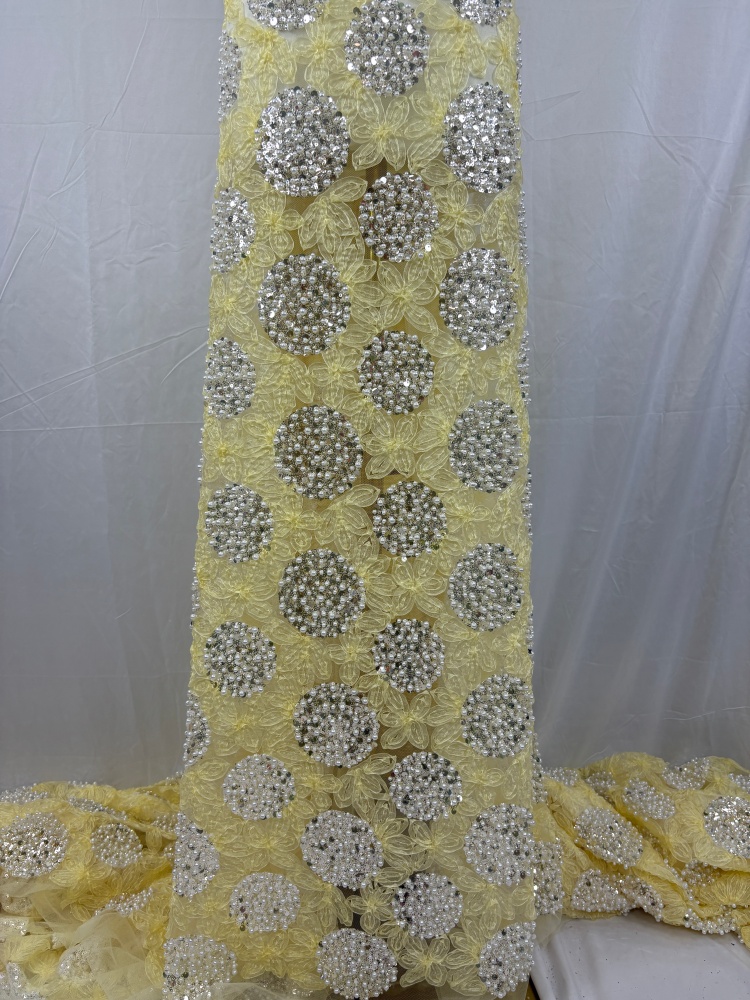 Luxury Sequins Lace Fabric Hig - Embroidery Net Fabric ulasan dan harga