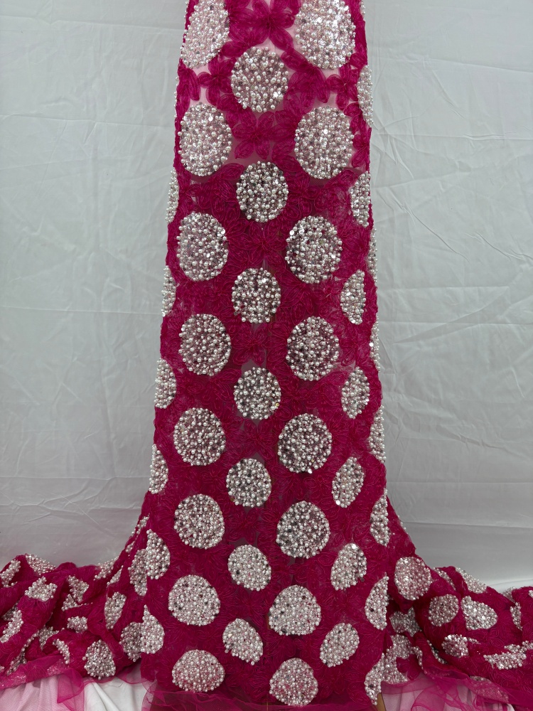 Luxury Sequins Lace Fabric Hig - Embroidery Net Fabric ulasan dan harga