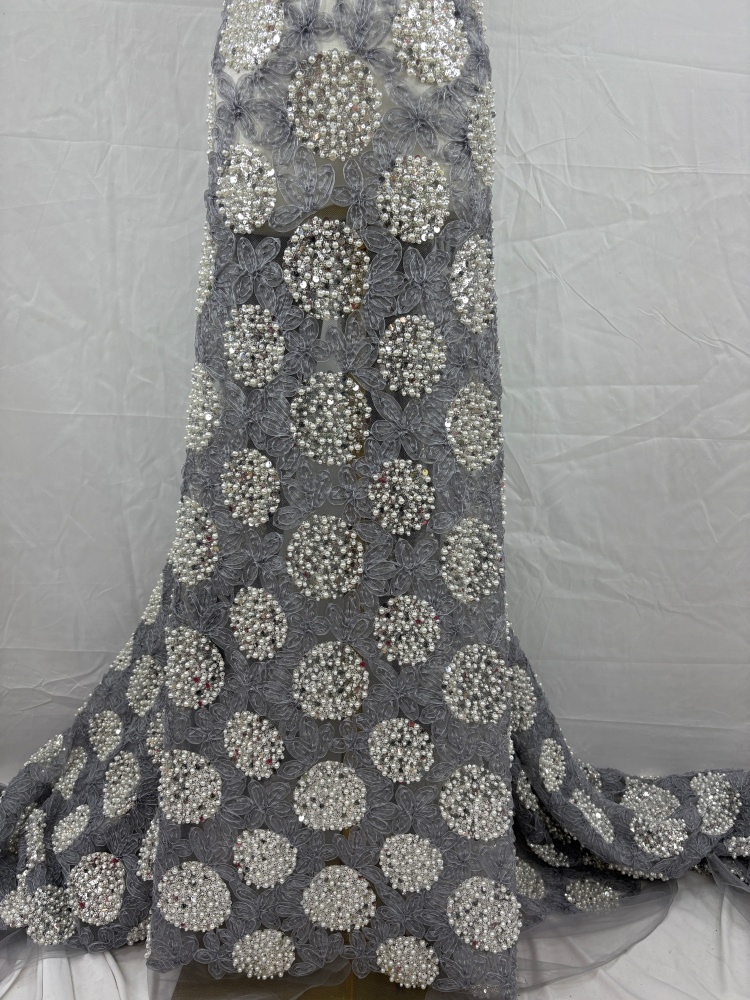 Luxury Sequins Lace Fabric Hig - Embroidery Net Fabric ulasan dan harga