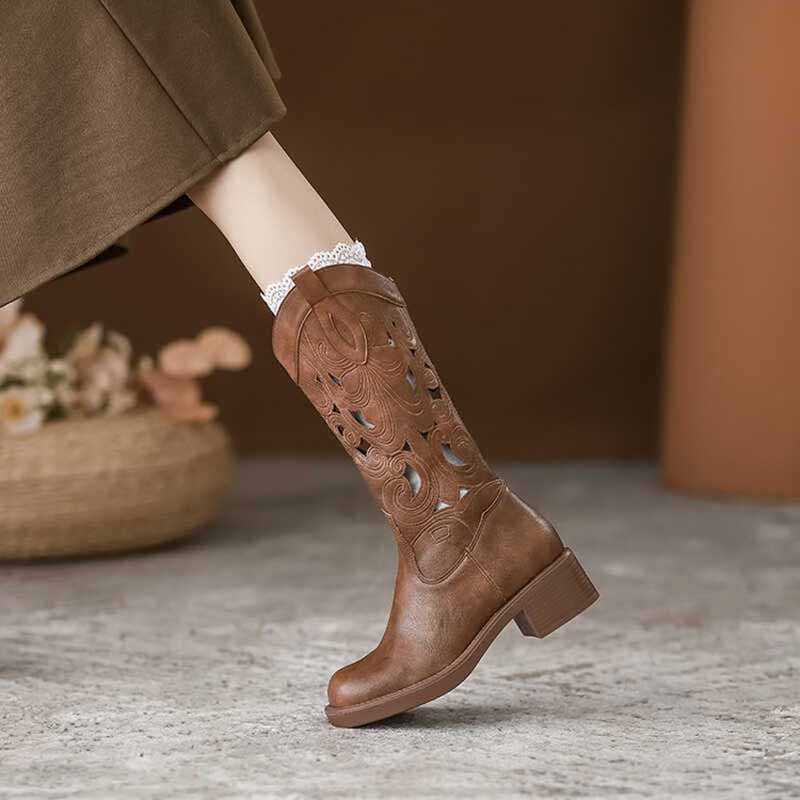 Fashion Retro Elegant Brown Co - Embroidery On Leather ulasan dan harga