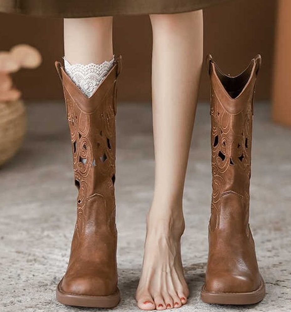 Fashion Retro Elegant Brown Co - Embroidery On Leather ulasan dan harga