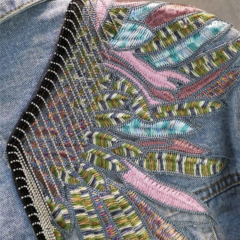 2026 New AutumnFashion Rivet W - Embroidery Jacket Jeans ulasan dan harga