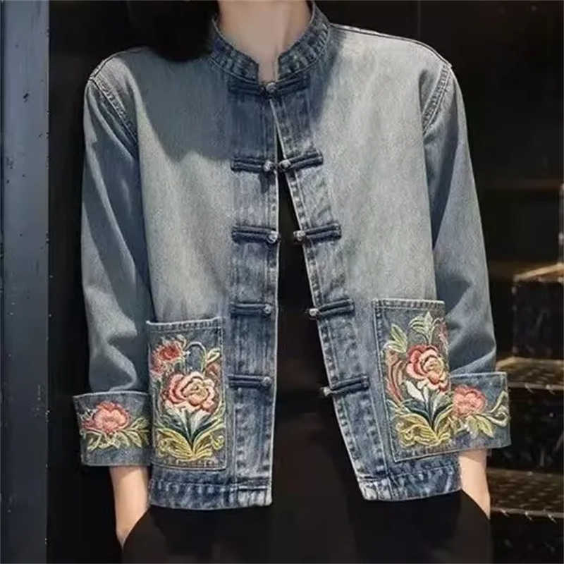Spring Autumn Beautiful Embroi - Embroidery Jacket Jeans ulasan dan harga