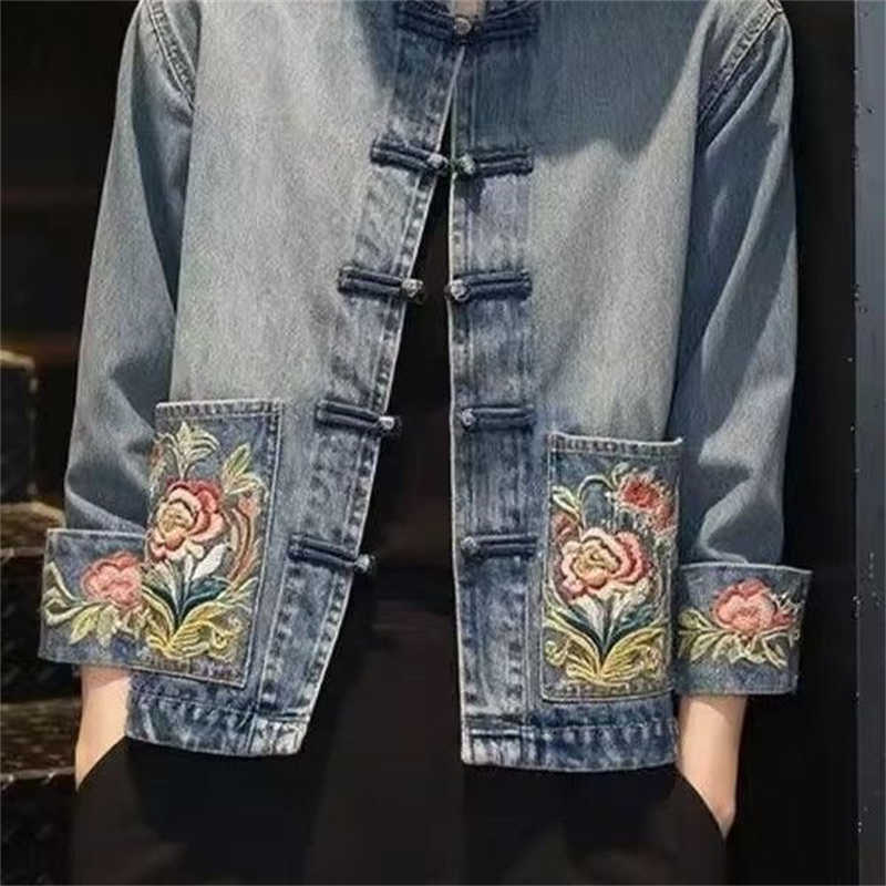 Spring Autumn Beautiful Embroi - Embroidery Jacket Jeans ulasan dan harga
