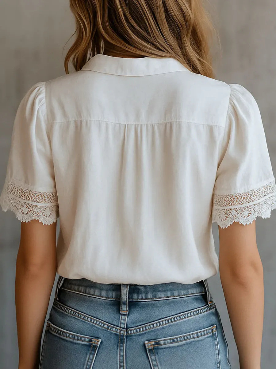 Elegant Women's Shirts Casual  - Embroidery Online ulasan dan harga