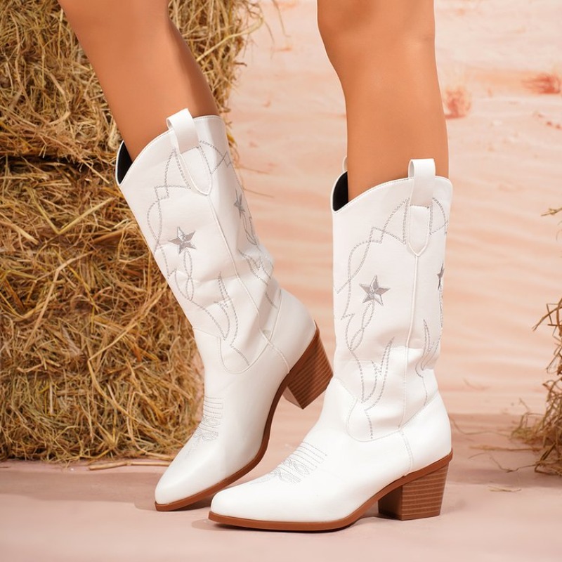 Women's Boots Mid-Calf Pointed - Embroidery Online ulasan dan harga