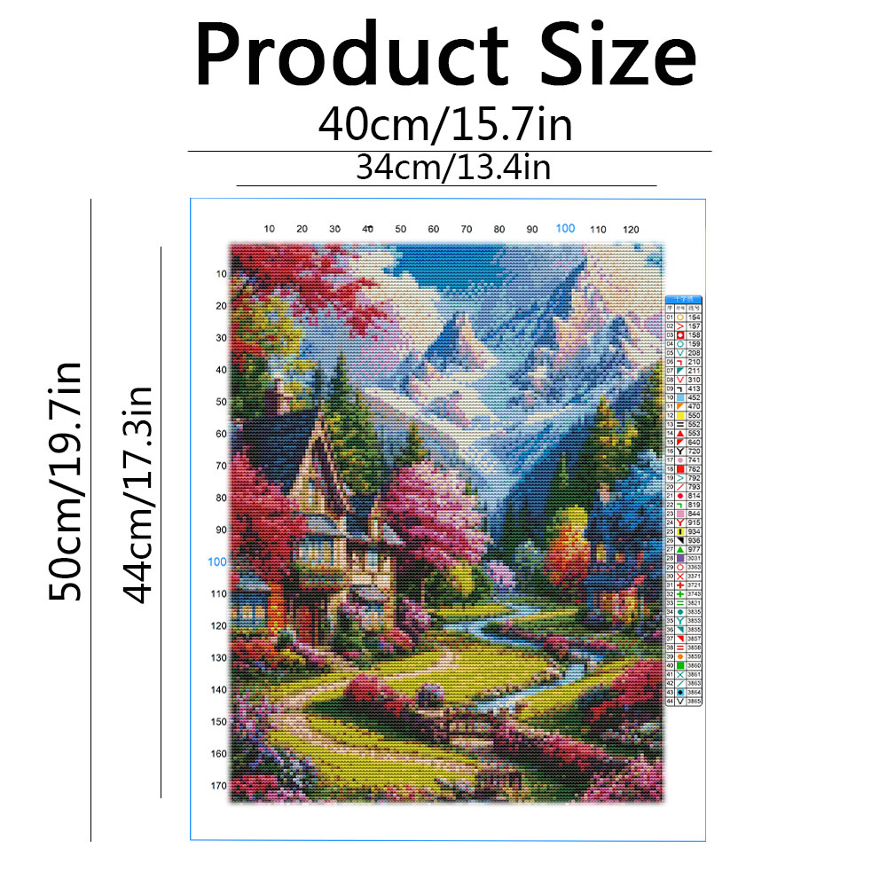 Embroidery Kit House Landscape - Embroidery Guide Paper ulasan dan harga