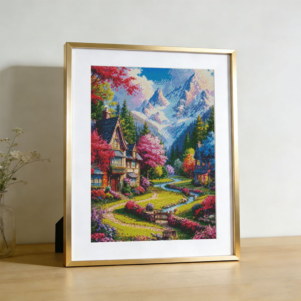 Embroidery Kit House Landscape - Embroidery Guide Paper ulasan dan harga
