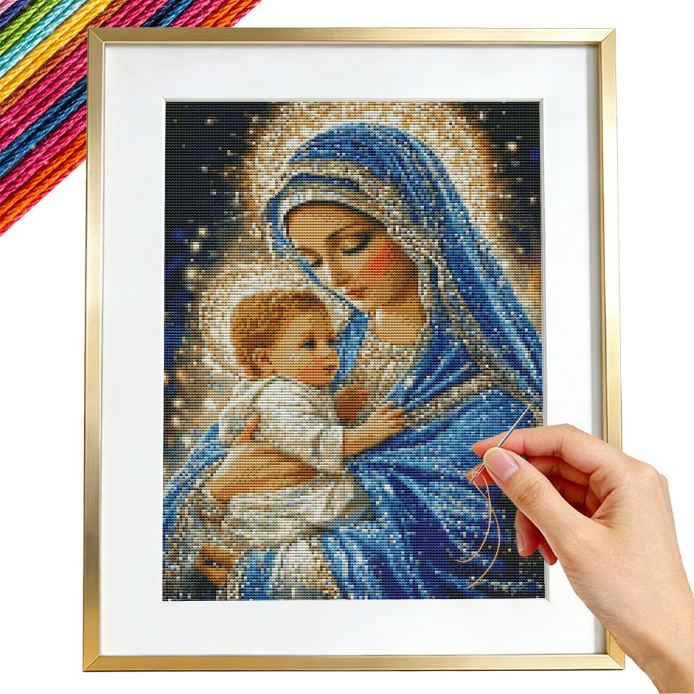 Cross Stitch Virgin Mary Relig - Embroidery Guide Paper ulasan dan harga