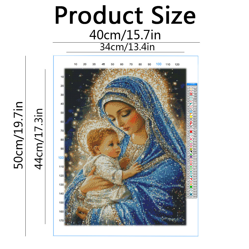 Cross Stitch Virgin Mary Relig - Embroidery Guide Paper ulasan dan harga