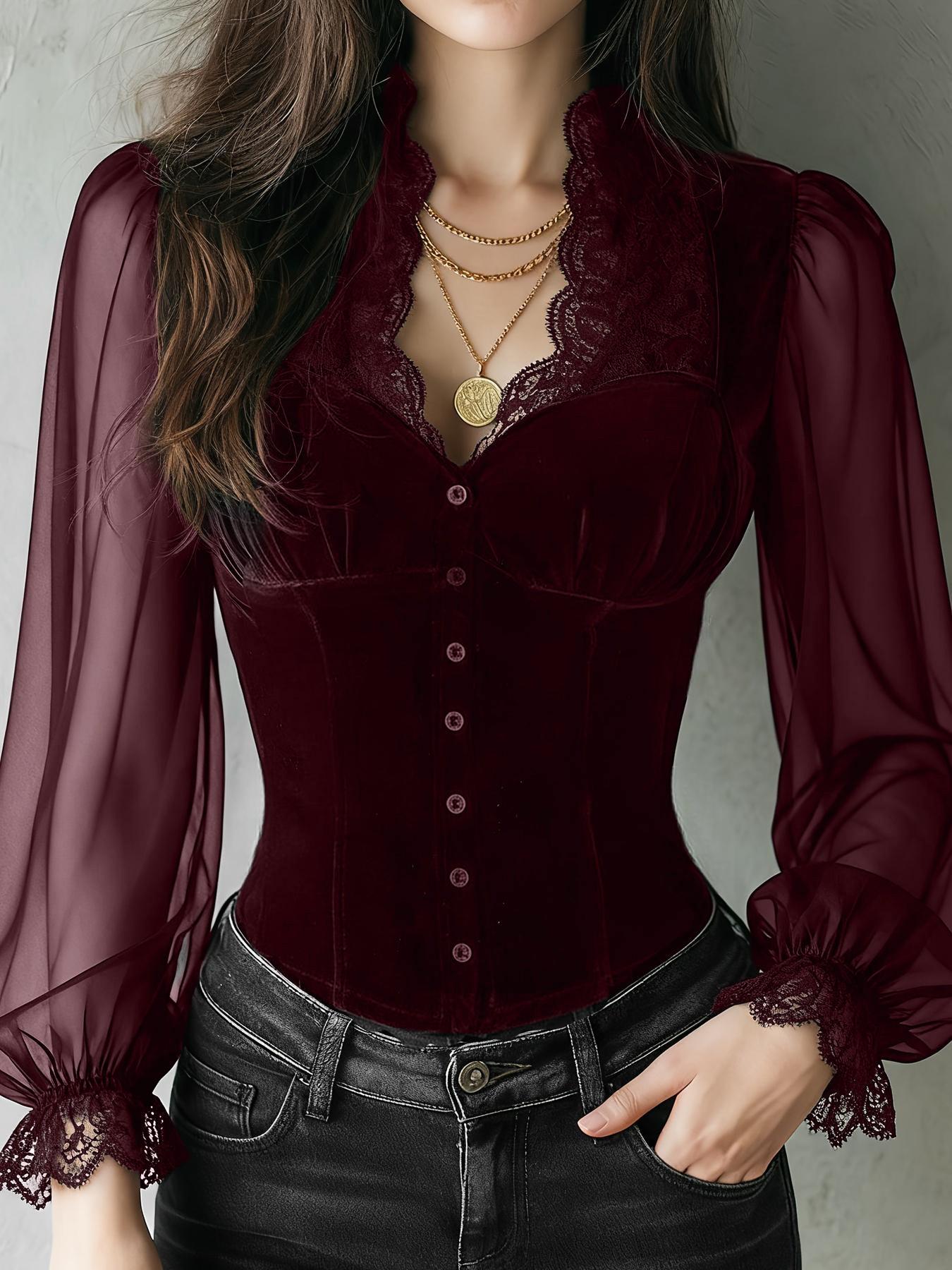 Ladies Solid Color Lace Trim F - Embroidery Online ulasan dan harga