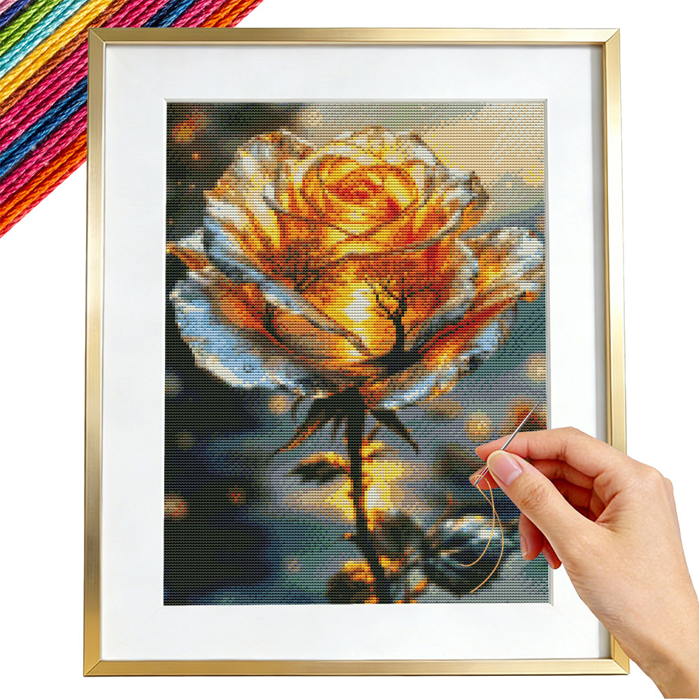 11CT Embroidery Kit Rose Flowe - Embroidery Guide Paper ulasan dan harga