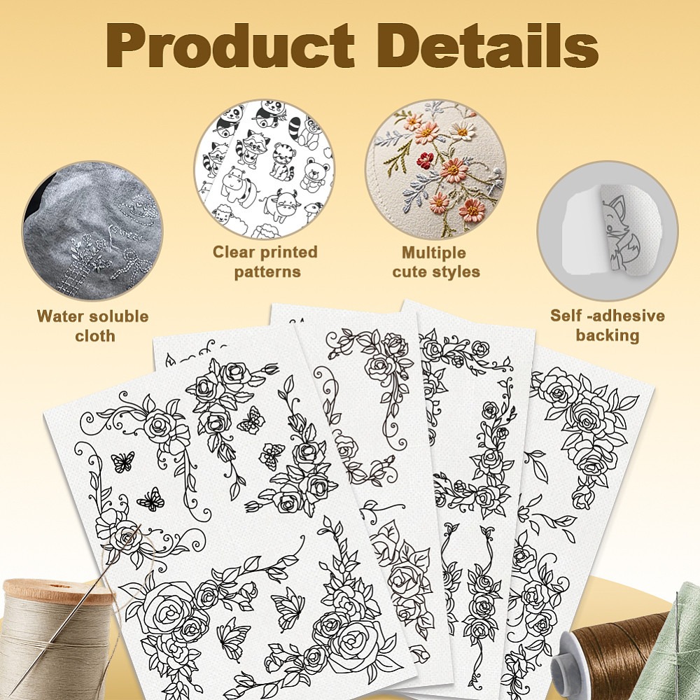 38Pcs Rose Lace 4 Sheets Water - Embroidery Rose ulasan dan harga