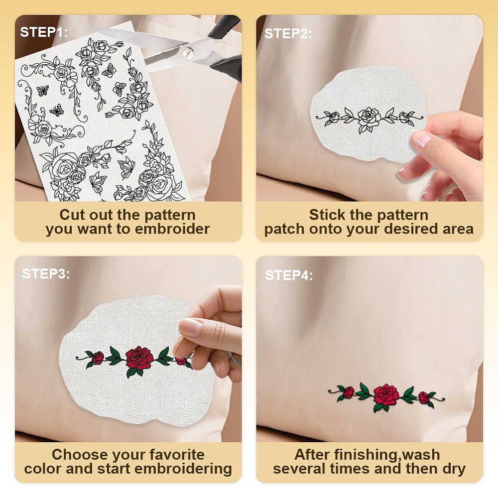 38Pcs Rose Lace 4 Sheets Water - Embroidery Rose ulasan dan harga
