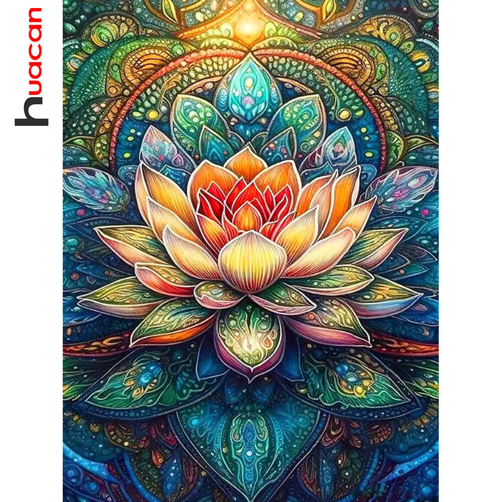 DIY Diamond Painting Lotus Dia - Embroidery Hoop Square ulasan dan harga