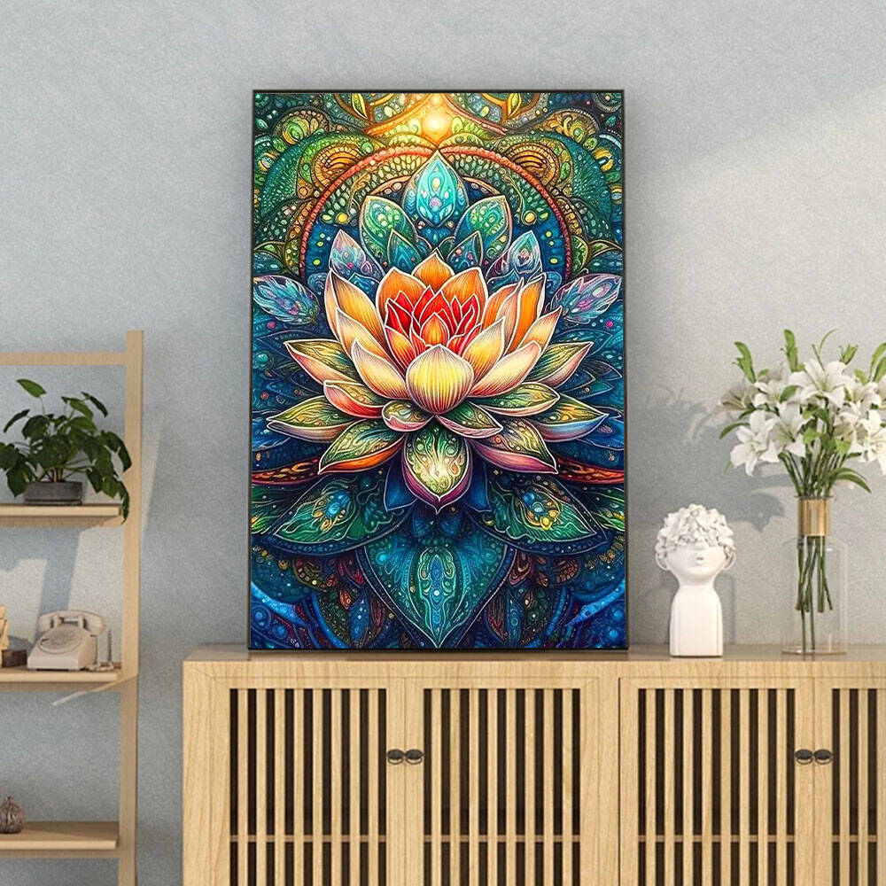 DIY Diamond Painting Lotus Dia - Embroidery Hoop Square ulasan dan harga