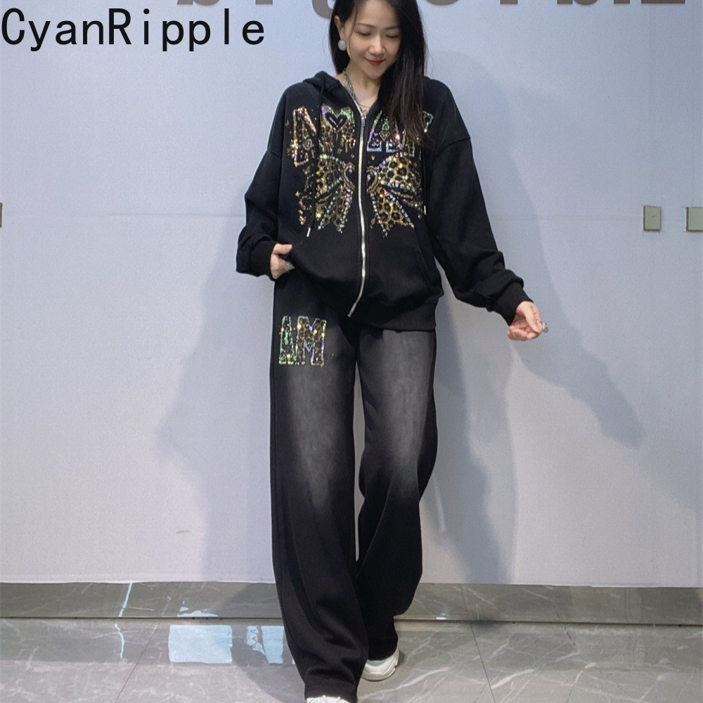 Trendy Autumn Winter Women Hoo - Embroidery Zip Up Hoodie ulasan dan harga