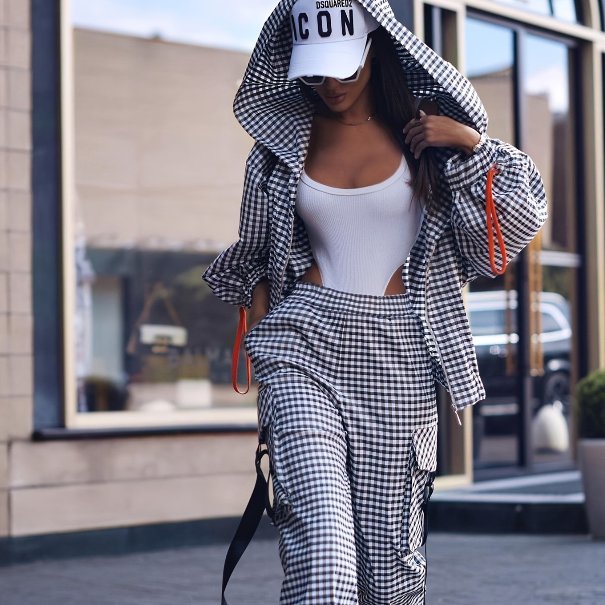 Spring Autumn Casual Plaid Pri - Embroidery Zip Up Hoodie ulasan dan harga