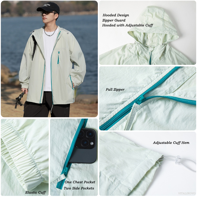 VITALINOVO Unisex Outdoor Wate - Embroidery Zip Up Hoodie ulasan dan harga