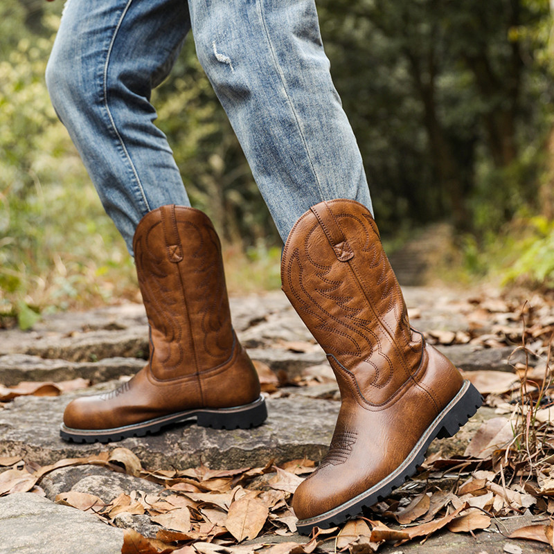 Men's Boots Classic Handmade E - Embroidery On Leather ulasan dan harga