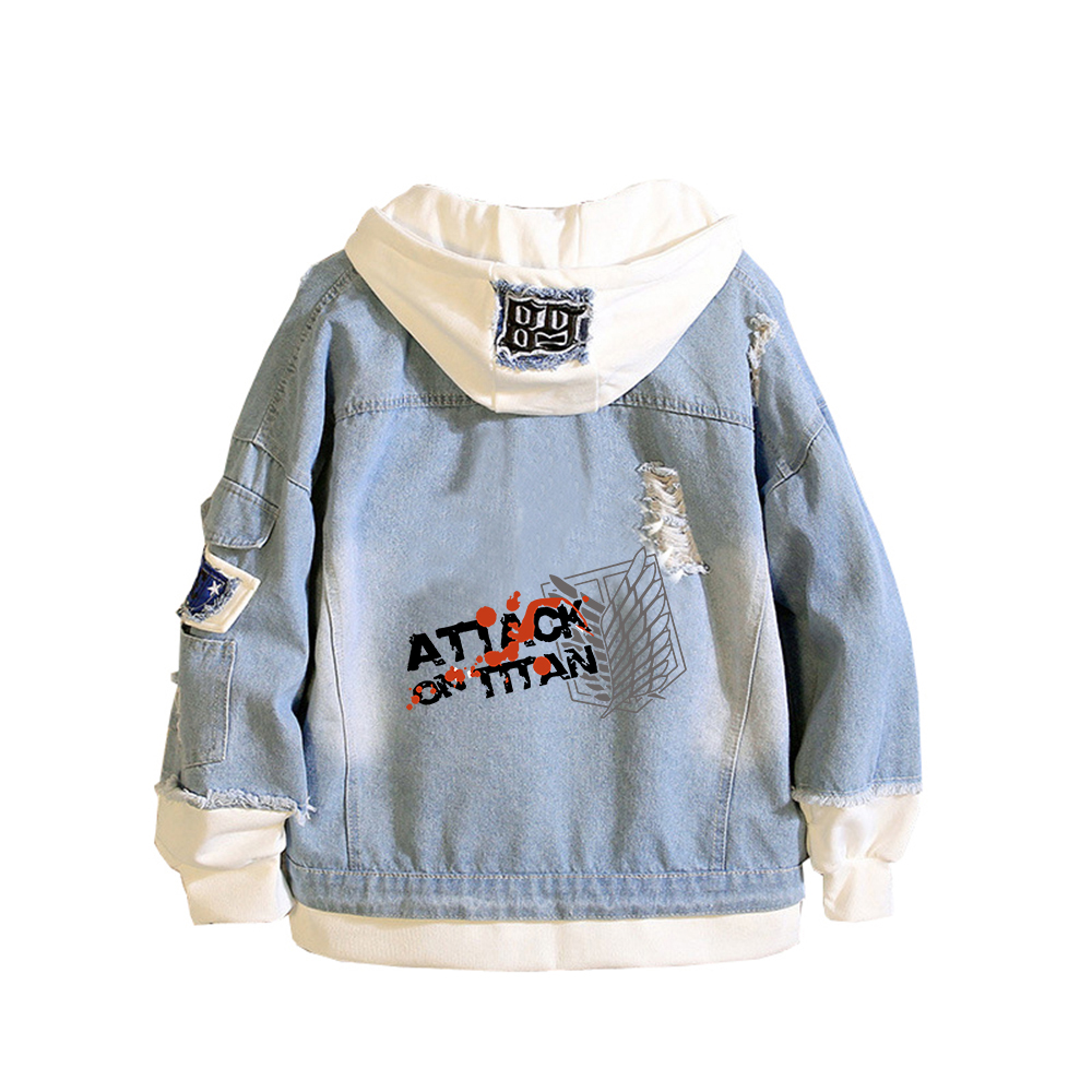 Attack on Titan Anime Denim Ja - Embroidery Jacket Jeans ulasan dan harga
