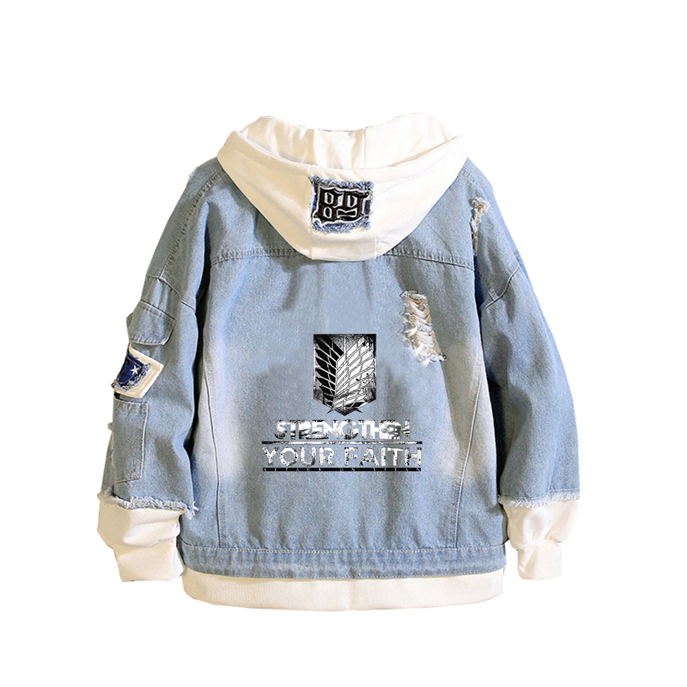 Attack on Titan Anime Denim Ja - Embroidery Jacket Jeans ulasan dan harga
