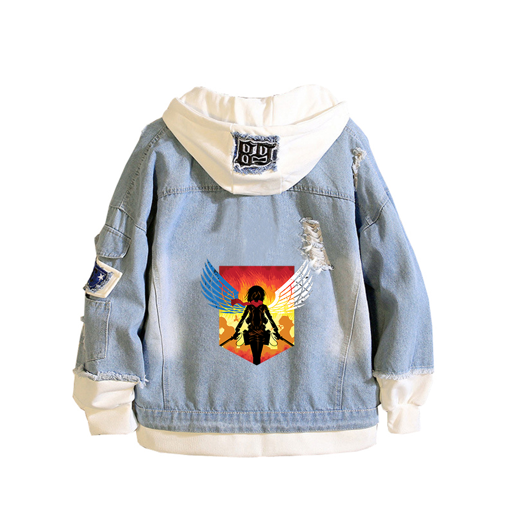 Attack on Titan Anime Denim Ja - Embroidery Jacket Jeans ulasan dan harga
