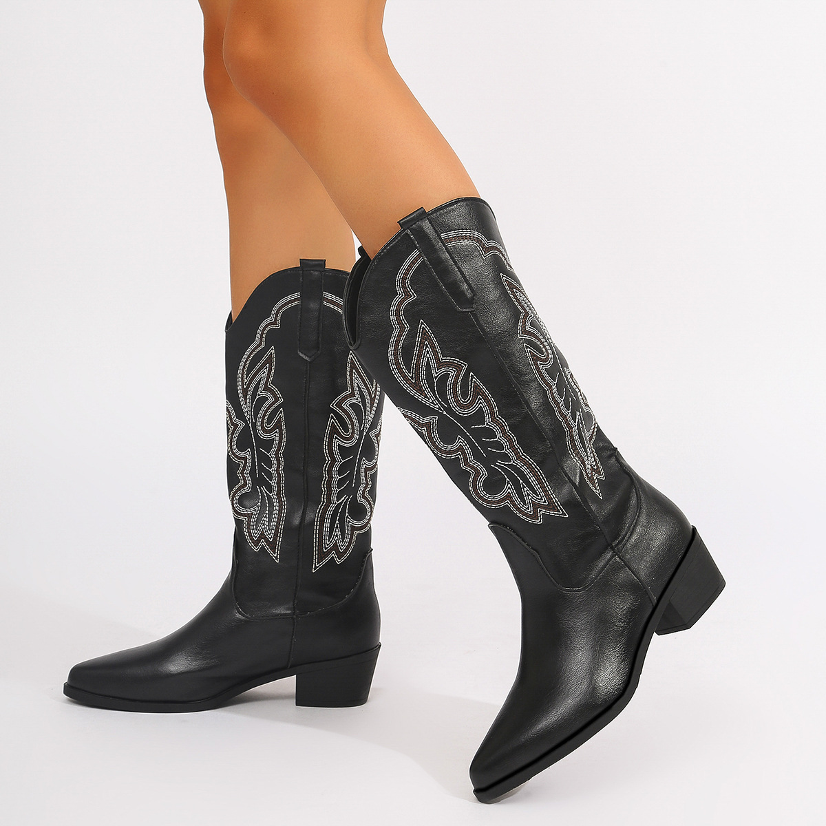 Plus Size 43 Block Heels Mid-c - Embroidery On Leather ulasan dan harga