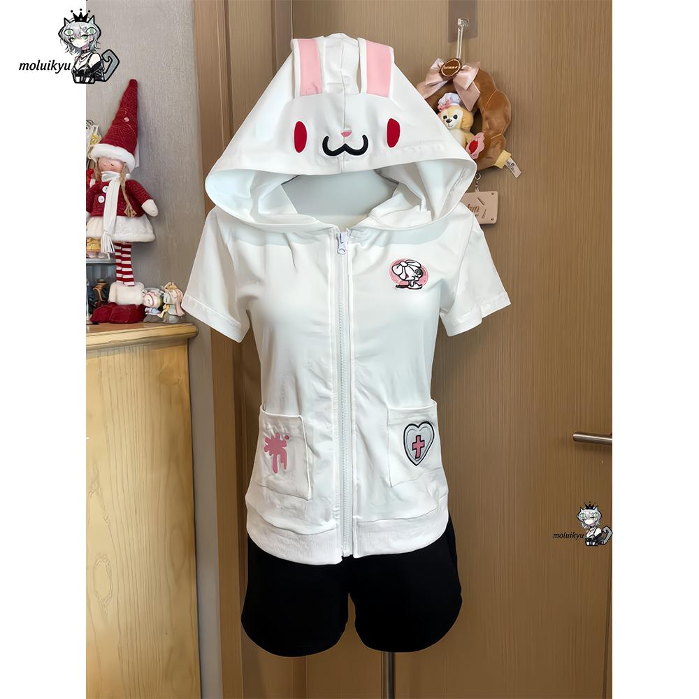 Kawaii Anime Hoodie Short Slee - Embroidery Zip Up Hoodie ulasan dan harga