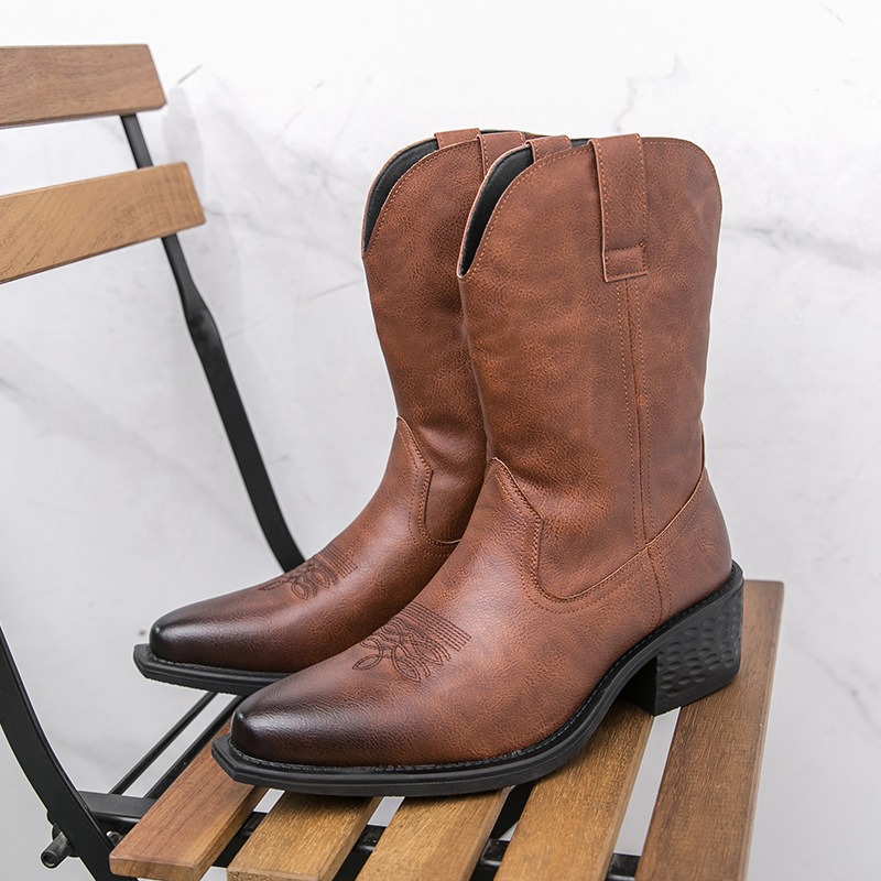 Men Boots Classic Embroidery W - Embroidery On Leather ulasan dan harga