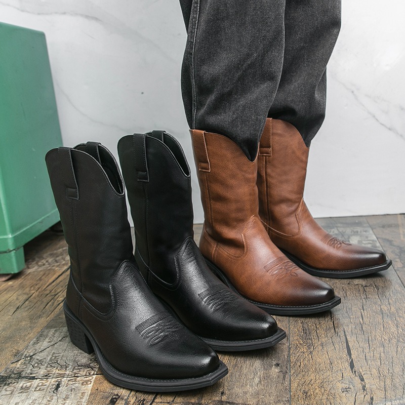 Men Boots Classic Embroidery W - Embroidery On Leather ulasan dan harga