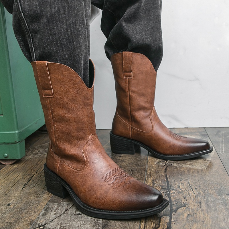 Men Boots Classic Embroidery W - Embroidery On Leather ulasan dan harga