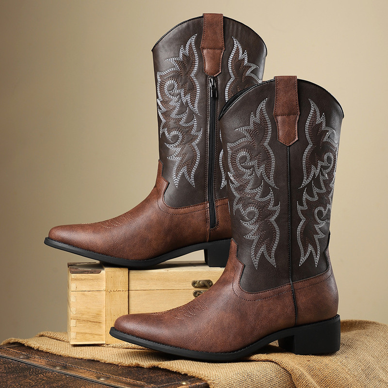 NEW Men High Boots Embroidery  - Embroidery Stitch ulasan dan harga