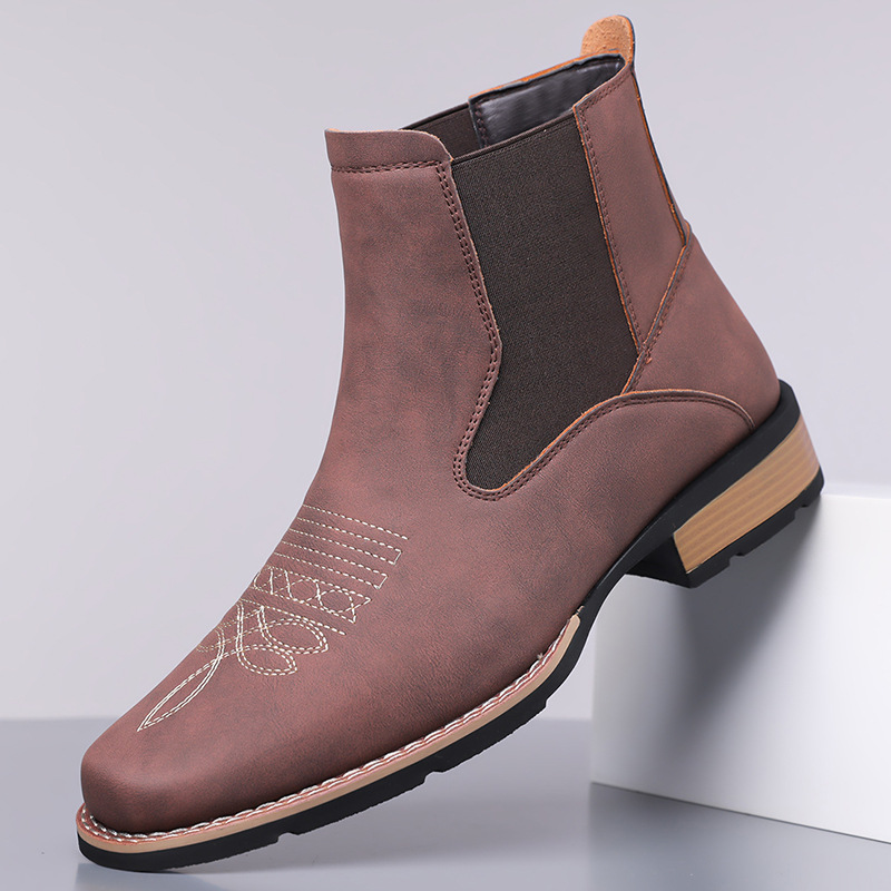 Luxury Men's Chelsea Boots Hig - Embroidery On Leather ulasan dan harga