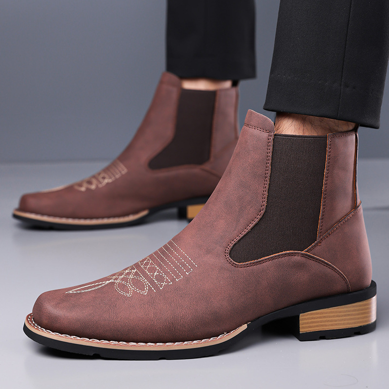 Luxury Men's Chelsea Boots Hig - Embroidery On Leather ulasan dan harga
