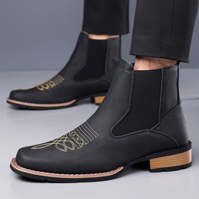 Luxury Men's Chelsea Boots Hig - Embroidery On Leather ulasan dan harga