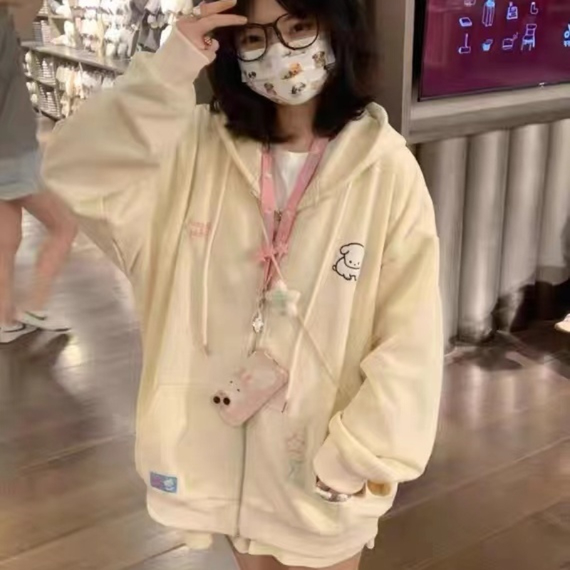Japanese Kawaii Zip Up Hoodies - Embroidery Zip Up Hoodie ulasan dan harga