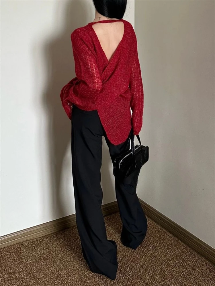 Y2K See-Through Knitted Women' - Embroidery Tshirt ulasan dan harga